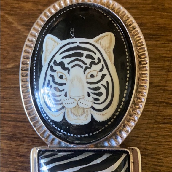 Sterling S black onyx’s handmade pendant brooch - Picture 2 of 6